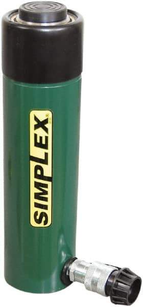 TK Simplex - 8-1/4" Stroke, 30 Ton Portable Hydraulic Single Acting Cylinder - 6.49 Sq In Effective Area, 53.6 Cu In Oil Capacity, 15.25 to 23.5" High, 2.25" Cyl Bore Diam, 2-7/8" Plunger Diam, 10,000 Max psi - Best Tool & Supply