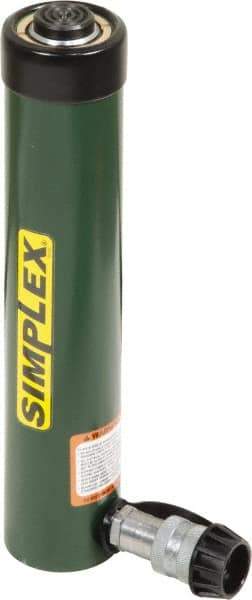 TK Simplex - 10-3/8" Stroke, 15 Ton Portable Hydraulic Single Acting Cylinder - 3.14 Sq In Effective Area, 31.4 Cu In Oil Capacity, 14.69 to 25.07" High, 1.63" Cyl Bore Diam, 2" Plunger Diam, 10,000 Max psi - Best Tool & Supply