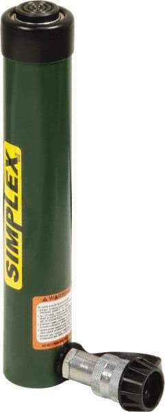 TK Simplex - 10" Stroke, 10 Ton Portable Hydraulic Single Acting Cylinder - 2.24 Sq In Effective Area, 22.65 Cu In Oil Capacity, 13.78 to 23.78" High, 1.5" Cyl Bore Diam, 1.69" Plunger Diam, 10,000 Max psi - Best Tool & Supply