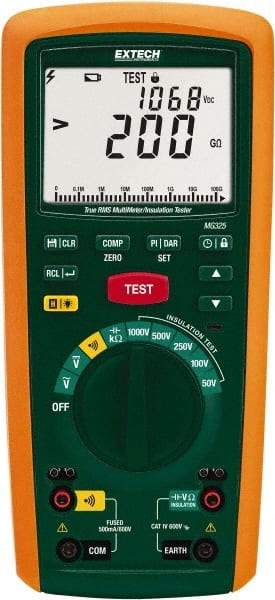 Extech - Digital LCD Display, 200,000 Megohm Electrical Insulation Resistance Tester & Megohmmeter - 600 Volt Max Test Voltage, Powered by AA Battery - Best Tool & Supply