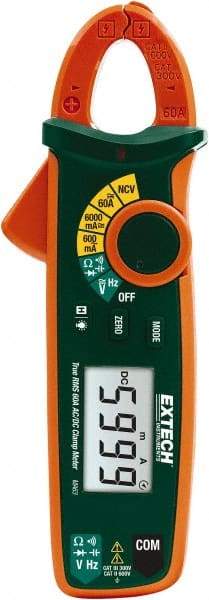 Extech - MA63, CAT III, Digital True RMS Clamp Meter with 0.7" Clamp On Jaws - 600 VAC/VDC, 60 AC/DC Amps, Measures Voltage, Capacitance, Continuity, Current, Frequency, Resistance - Best Tool & Supply