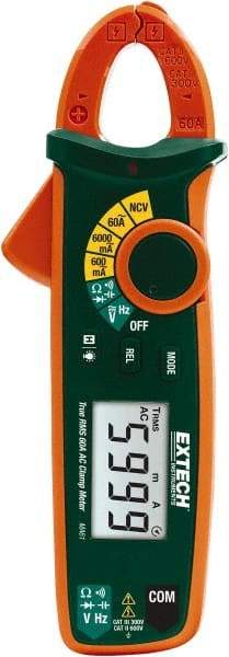 Extech - MA61, CAT III, Digital True RMS Clamp Meter with 0.7" Clamp On Jaws - 600 VAC/VDC, 60 AC Amps, Measures Voltage, Capacitance, Continuity, Current, Frequency, Resistance - Best Tool & Supply