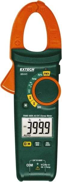 Extech - MA445, CAT III, Digital True RMS Auto Ranging Clamp Meter with Clamp On Jaws - 600 VAC/VDC, 400 AC/DC Amps, Measures Voltage, Capacitance, Continuity, Current, Frequency, Resistance, Temperature - Best Tool & Supply