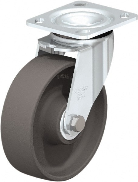 Swivel Top Plate Caster: Nylon, 6-5/16″ Wheel Dia, 2″ Wheel Width, 990 lb Capacity, 7-7/8″ OAH Nylon, 990 Lb Capacity, Ball Bearing, 4 x 4-1/2″ Plate