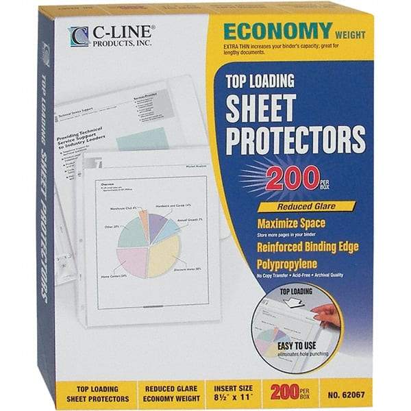 C-LINE - 200 Piece Clear Sheet Protectors-Ring Binder - 11" High x 8-1/2" Wide - Best Tool & Supply