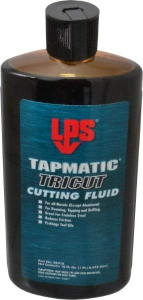 LPS - Tapmatic TriCut, 16 oz Bottle Cutting & Tapping Fluid - Semisynthetic, For Boring, Broaching, Drawing, Drilling, Engraving, Facing, Milling, Reaming, Sawing, Stamping, Tapping, Threading, Turning - Best Tool & Supply