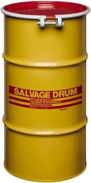 Made in USA - 16 Gallon Cylindrical Carbon Steel Open Head Drum - 27" High x 14" Diam - Best Tool & Supply