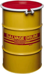 Made in USA - 30 Gallon Cylindrical Carbon Steel Open Head Drum - 27-1/2" High x 18-1/4" Diam - Best Tool & Supply