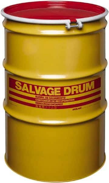 Made in USA - 85 Gallon Cylindrical Carbon Steel Open Head Drum - 37" High x 26" Diam - Best Tool & Supply