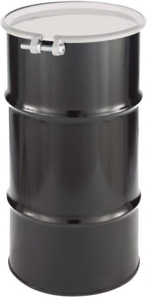 Made in USA - 16 Gallon Cylindrical Carbon Steel Open Head Drum - 27" High x 14" Diam - Best Tool & Supply