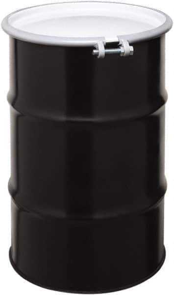 Made in USA - 30 Gallon Cylindrical Carbon Steel Open Head Drum - 27-1/2" High x 18-1/4" Diam - Best Tool & Supply