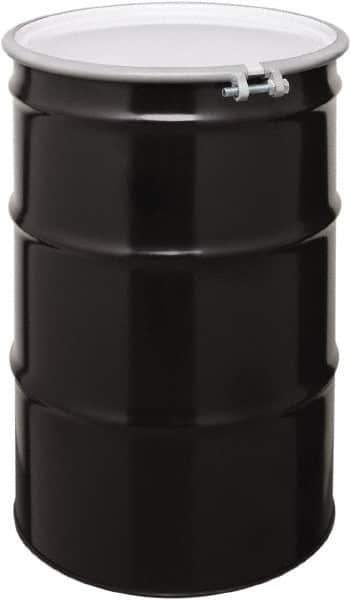 Made in USA - 55 Gallon Cylindrical Carbon Steel Open Head Drum - 33" High x 22-1/2" Diam - Best Tool & Supply