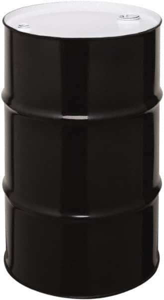 Made in USA - 55 Gallon Black Cylindrical Carbon Steel Tight Head Drum - 33" High x 22-1/2" Diam - Best Tool & Supply