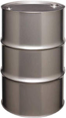 Made in USA - 55 Gallon Cylindrical Stainless Steel Tight Head Drum - 33" High x 22-1/2" Diam - Best Tool & Supply