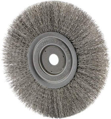 Weiler - 8" OD, 3/4" Arbor Hole, Crimped Stainless Steel Wheel Brush - 0.0118" Filament Diam - Best Tool & Supply