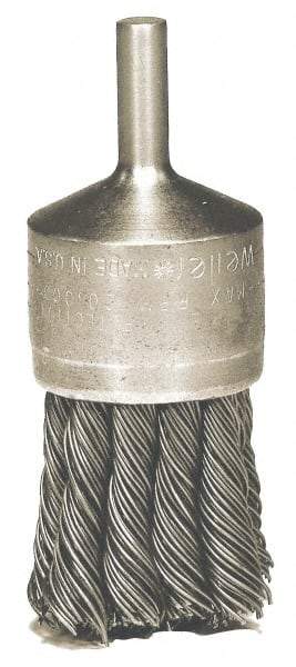 Weiler - 1-1/8" Brush Diam, Knotted, End Brush - 1/4" Diam Shank, 20,000 Max RPM - Best Tool & Supply