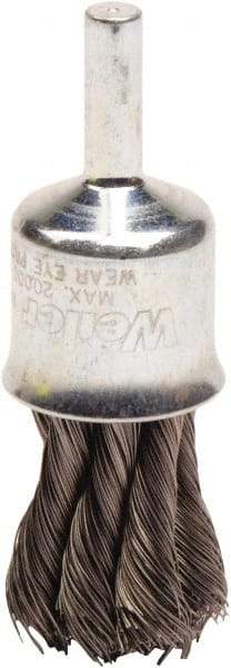 Weiler - 3/4" Brush Diam, Knotted, End Brush - 1/4" Diam Shank, 20,000 Max RPM - Best Tool & Supply