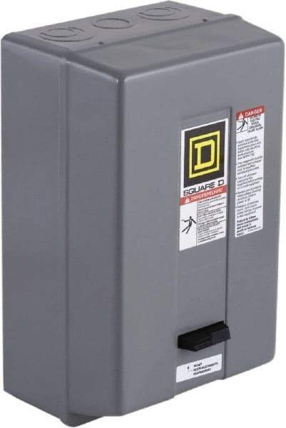 Square D - 208 Coil VAC at 60 Hz, 45 Amp, NEMA Size 2, Nonreversible Enclosed Enclosure NEMA Motor Starter - 3 Phase hp: 10 at 200 VAC, 15 at 230 VAC, 25 at 460 VAC, 25 at 575 VAC, 1 Enclosure Rating - Best Tool & Supply