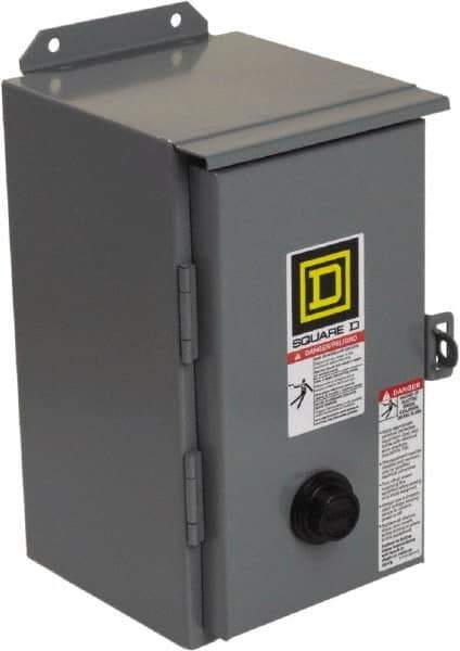 Square D - 110 Coil VAC at 50 Hz, 120 Coil VAC at 60 Hz, 27 Amp, NEMA Size 1, Nonreversible Enclosed Enclosure NEMA Motor Starter - 2 hp at 1 Phase, 12 Enclosure Rating - Best Tool & Supply