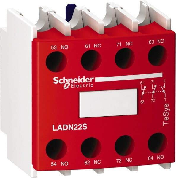 Schneider Electric - Contactor Red Auxiliary Contact Block - For Use with Size 00-2 Contactors and Size 00-2 Starters - Best Tool & Supply