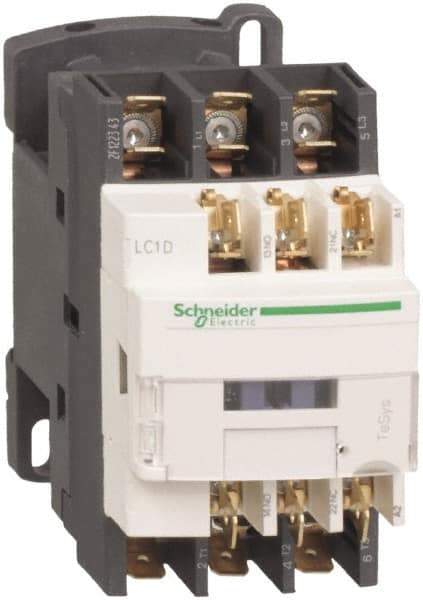 Schneider Electric - 3 Pole, 120 Coil VAC at 50/60 Hz, 25 Amp at 440 VAC and 9 Amp at 440 VAC, Nonreversible IEC Contactor - 1 Phase hp: 0.5 at 115 VAC, 1 at 230/240 VAC, 3 Phase hp: 2 at 200/208 VAC, 2 at 230/240 VAC, 5 at 460/480 VAC, 7.5 at 575/600 VAC - Best Tool & Supply