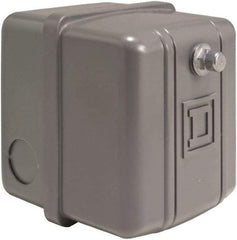 Square D - 1 NEMA Rated, DPST, 40 to 60 psi, Electromechanical, Snap Action Pressure and Level Switch - Adjustable Pressure, 460/575 VAC, 1/4 Inch Connector, Screw Terminal, For Use with Air Compressors, Power Circuits, Water Pumps - Best Tool & Supply