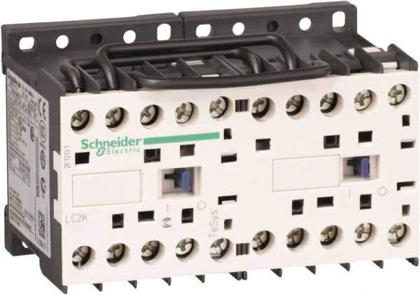 Schneider Electric - 3 Pole, 120 Coil VAC at 50/60 Hz, 12 Amp at 440 VAC, 16 Amp at 690 VAC and 20 Amp at 440 VAC, Reversible IEC Contactor - BS 5424, CSA, IEC 60947, NF C 63-110, RoHS Compliant, UL Listed, VDE 0660 - Best Tool & Supply