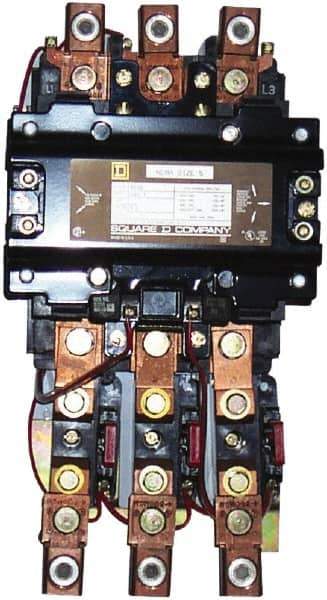 Square D - 440 Coil VAC at 50 Hz, 480 Coil VAC at 60 Hz, 270 Amp, NEMA Size 5, Nonreversible Open Enclosure NEMA Motor Starter - 3 Phase hp: 100 at 230 VAC, 200 at 460 VAC, 200 at 575 VAC, 75 at 200 VAC - Best Tool & Supply