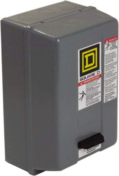 Square D - 110 Coil VAC at 50 Hz, 120 Coil VAC at 60 Hz, 18 Amp, Nonreversible Enclosed Enclosure NEMA Motor Starter - 1 hp at 1 Phase, 1 Enclosure Rating - Best Tool & Supply