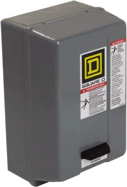 Square D - 220 Coil VAC at 50 Hz, 240 Coil VAC at 60 Hz, 18 Amp, Nonreversible Enclosed Enclosure NEMA Motor Starter - 2 hp at 1 Phase, 1 Enclosure Rating - Best Tool & Supply