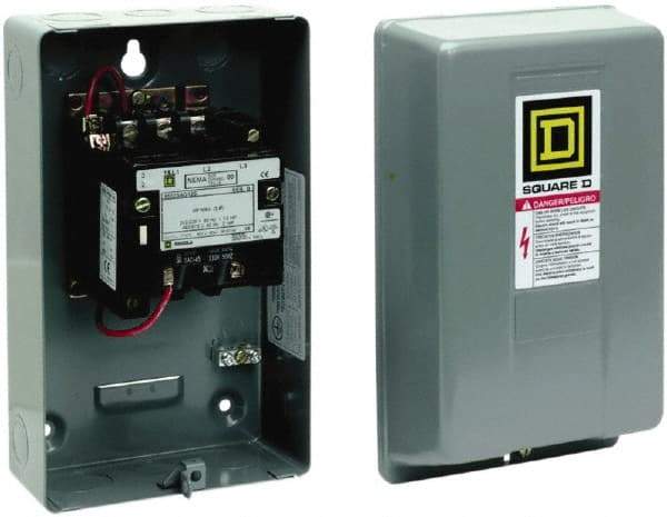 Square D - 3 Pole, 550 Coil VAC at 50 Hz and 600 Coil VAC at 60 Hz, 9 Amp NEMA Contactor - NEMA 1 Enclosure, 50 Hz at 550 Hz VAC and 60 Hz at 600 VAC - Best Tool & Supply