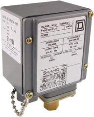 Square D - 4, 13 and 4X NEMA Rated, SPDT, 3 to 150 psi, Electromechanical Pressure and Level Switch - Fixed Pressure, 120 VAC at 6 Amp, 125 VDC at 0.22 Amp, 240 VAC at 3 Amp, 250 VDC at 0.27 Amp, 1/4 Inch Connector, Screw Terminal, For Use with 9012G - Best Tool & Supply