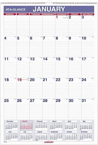 AT-A-GLANCE - 12 Sheet, 5-1/2 x 8-1/2", Wall Calendar - White - Best Tool & Supply