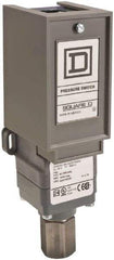 Square D - 1 NEMA Rated, SPDT, 170 to 5,600 psi, Electromechanical Pressure and Level Switch - Adjustable Pressure, 120 VAC at 6 Amp, 125 VDC at 0.22 Amp, 240 VAC at 3 Amp, 250 VDC at 0.27 Amp, 1/4 Inch Connector, Screw Terminal, For Use with 9012G - Best Tool & Supply