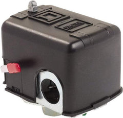 Square D - 1 NEMA Rated, DPST, 70 to 150 psig, Air Compressor Pressure and Level Switch - Fixed Pressure, 575 VAC, 1/4 Inch NPSF Connector, Screw Terminal, For Use with Electrically Driven Air Compressors - Best Tool & Supply