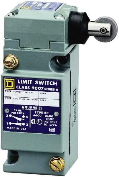 Square D - SPDT, NC/NO, 600 Volt Screw Terminal, Roller Plunger Actuator, General Purpose Limit Switch - 1, 2, 4, 6, 12, 13, 6P NEMA Rating, IP67 IPR Rating - Best Tool & Supply