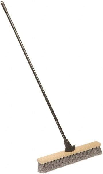 Ability One - 24" Medium Duty Polypropylene Push Broom - Wood Block, Bolt-On Handle Connection - Best Tool & Supply