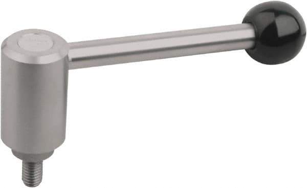 KIPP - M12, Stainless Steel Threaded Stud Adjustable Clamping Handle - 125mm OAL, 57.5mm High - Best Tool & Supply