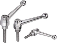 KIPP - M16, Steel Threaded Stud Adjustable Clamping Handle - 63/64" Thread Length, Silver Handle with Threaded Stud - Best Tool & Supply