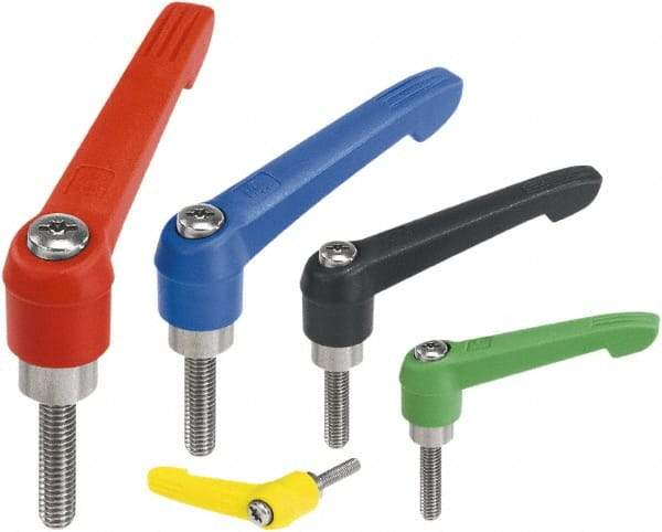 KIPP - M10, Fiberglass Reinforced Plastic Threaded Stud Adjustable Clamping Handle - 75mm OAL, 45.5mm High - Best Tool & Supply