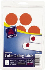 AVERY - 1-1/4" Wide x 1-1/4" Long, Neon Red Paper Color Coding Labels - For Laser Printers - Best Tool & Supply