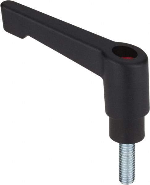 Morton Machine Works - 1/4-20, 0.47" Hub Diam, Glass Fiber Reinforced Plastic Stud Type Adjustable Clamping Handle - 0.59" Stud Length, 1.65" OAL, 1.97" High - Best Tool & Supply