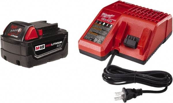 Milwaukee Tool - 18 Volt, 1 Battery Lithium-Ion Power Tool Charger - Battery Included - Best Tool & Supply