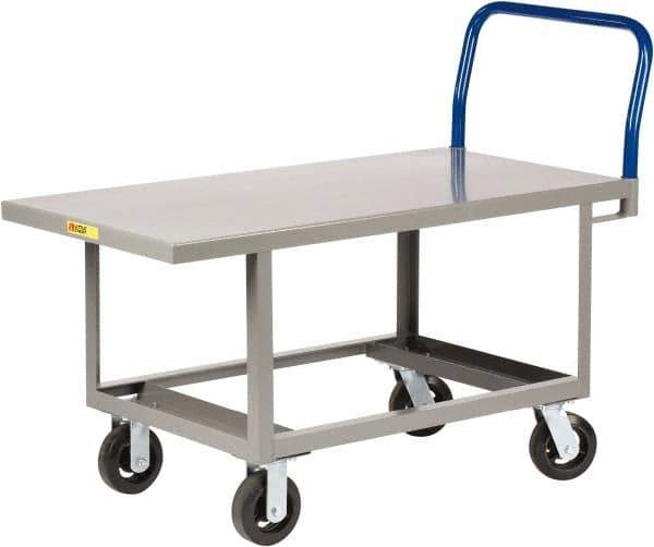 Little Giant - 2,000 Lb Capacity Steel 6-Wheeled Platform Truck - Steel Deck, 30" OAW, 48" Platform Length, Mold On Rubber Casters - Best Tool & Supply