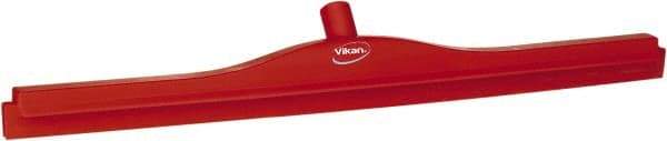 Vikan - 27.6" Polypropylene Blade Floor Squeegee Frame - Threaded End, Double Edge, Red, Polypropylene Holder - Best Tool & Supply