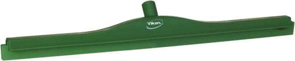 Vikan - 27.6" Polypropylene Blade Floor Squeegee Frame - Threaded End, Double Edge, Green, Polypropylene Holder - Best Tool & Supply