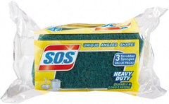 SOS - 4-1/2" Long x 2-1/2" Wide x 0.9" Thick Scouring Sponge - Heavy-Duty, Yellow/Green - Best Tool & Supply