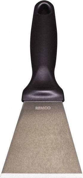 Remco - Stiff Stainless Steel Beveled Scraper - 3" Blade Width x 3-1/2" Blade Length, 5-13/32" Long Ergonomic Polypropylene Handle - Best Tool & Supply