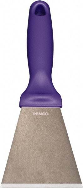 Remco - Stiff Stainless Steel Beveled Scraper - 3" Blade Width x 3-1/2" Blade Length, 5-13/32" Long Ergonomic Polypropylene Handle - Best Tool & Supply