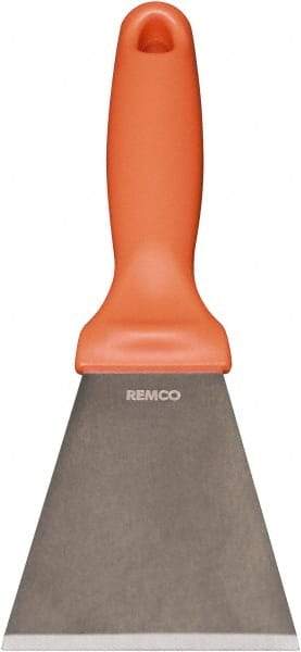 Remco - Stiff Stainless Steel Beveled Scraper - 3" Blade Width x 3-1/2" Blade Length, 5-13/32" Long Ergonomic Polypropylene Handle - Best Tool & Supply